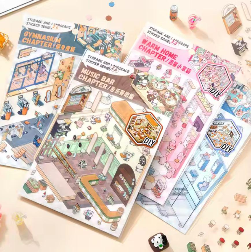 Наклейки 3D для створення міні кімнат з капібарою 4в1 з пінцетом - фото 2 Наклейки 3D для створення міні кімнат з капібарою 4в1 з пінцетом - фото 2