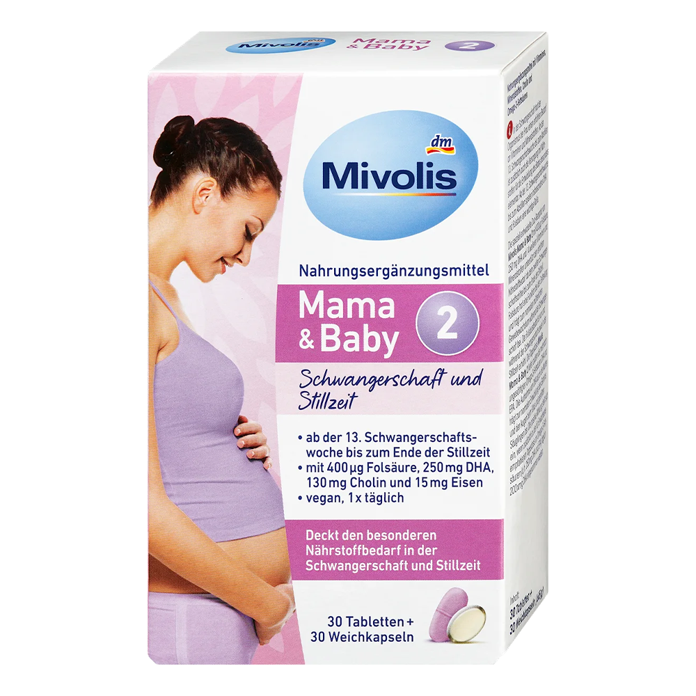 Биологически активная добавка для беременных Mivolis Mama and Baby комплекс витаминов и минералов 60 шт. (EPI-15102025-1380)