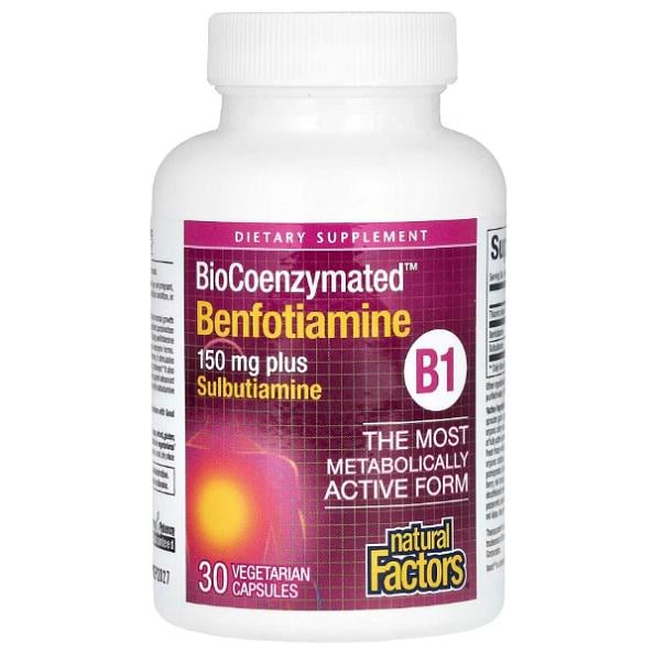 Тиамин Natural Factors BioCoenzymated Benfotiamine plus Sulbutiamine 30 вег. капс. (000026281)