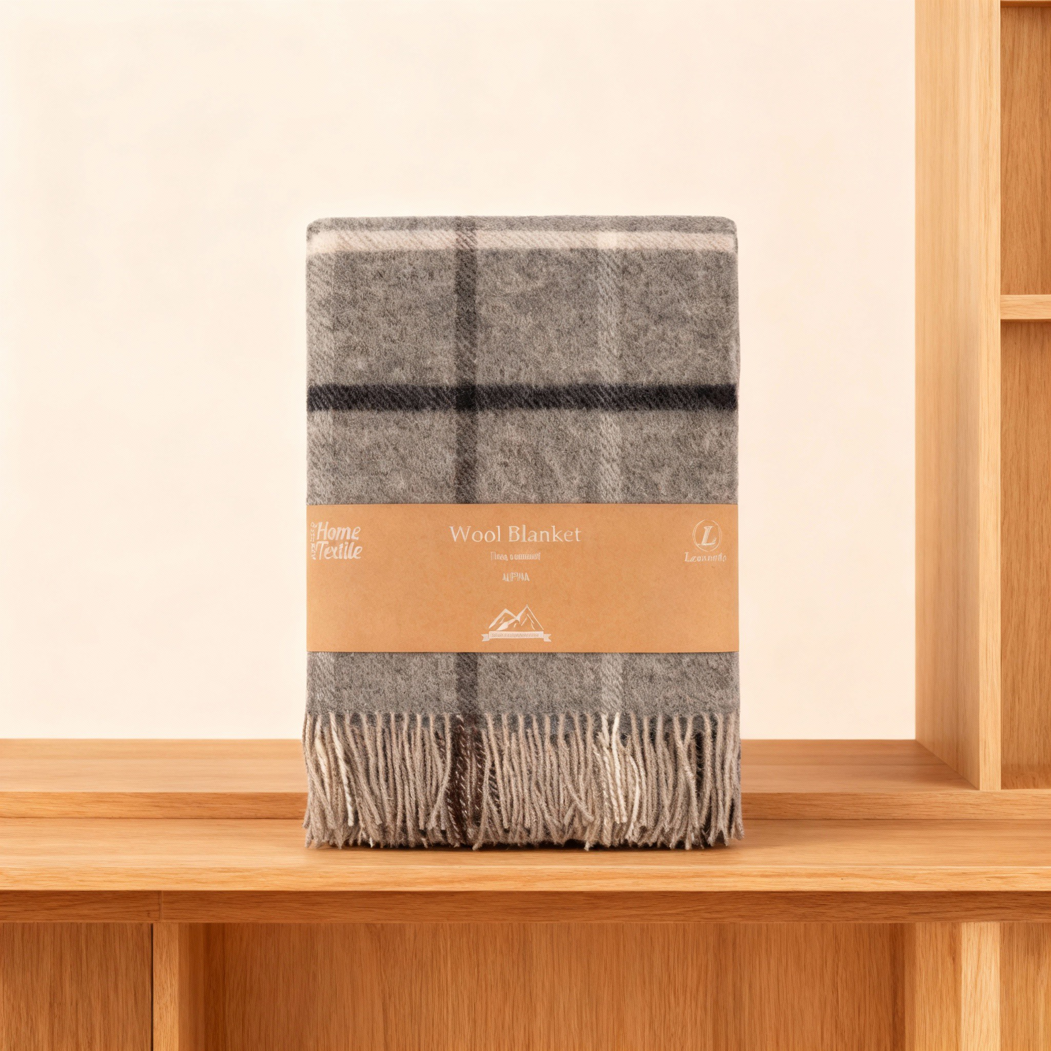 Плед-покрывало мягкий в клетку Ardesto Leonardo Alpina со 100% шерсть шерсть для спальни/гостиной и детской 140x200 см Серый (ART0703LM)