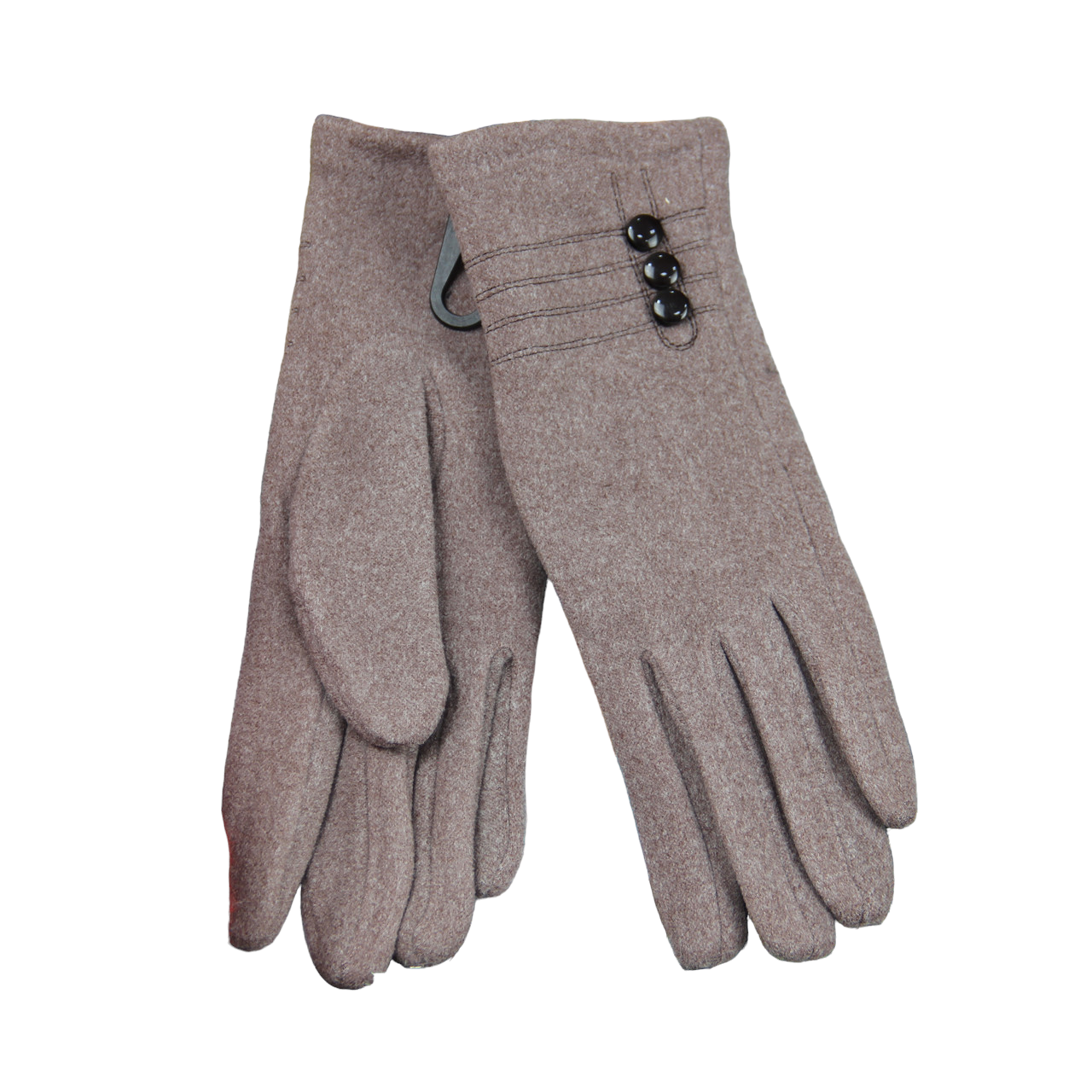 Перчатки женские велюровые с мехом с 3 пуговицами M Пудровый (34092)