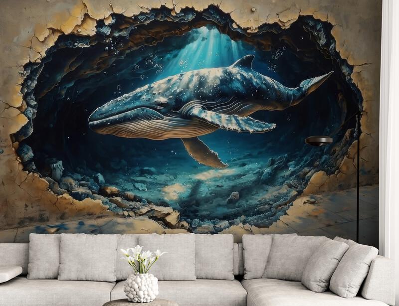 Фотообои 3D бесшовные Кит (S2050)