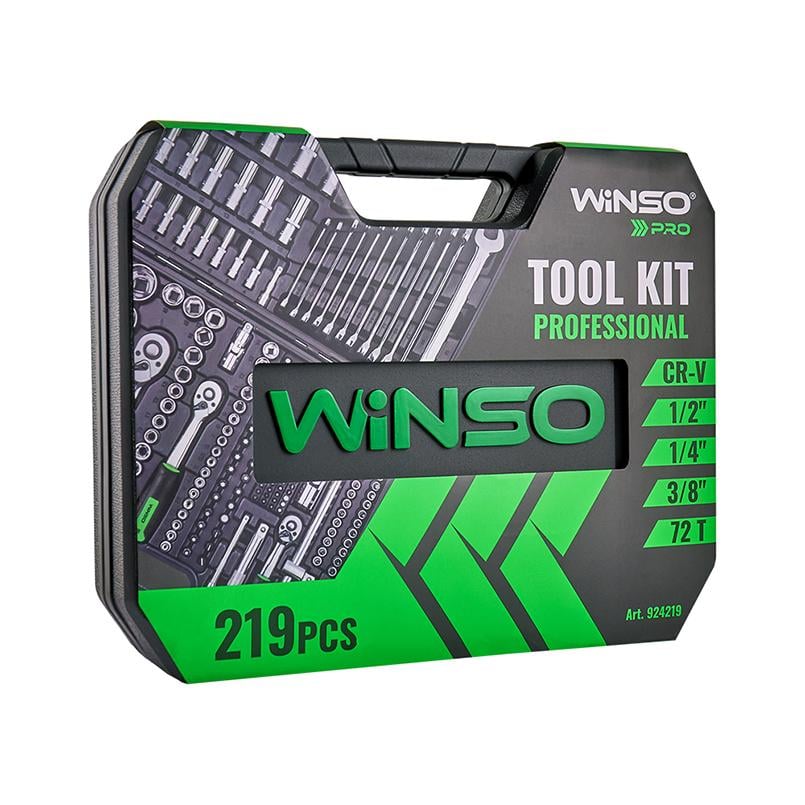 Набор инструментов профессиональный WINSO Pro 1/2"/1/4"/3/8" 72T CR-V в кейсе 219 ед. (924219) - фото 2