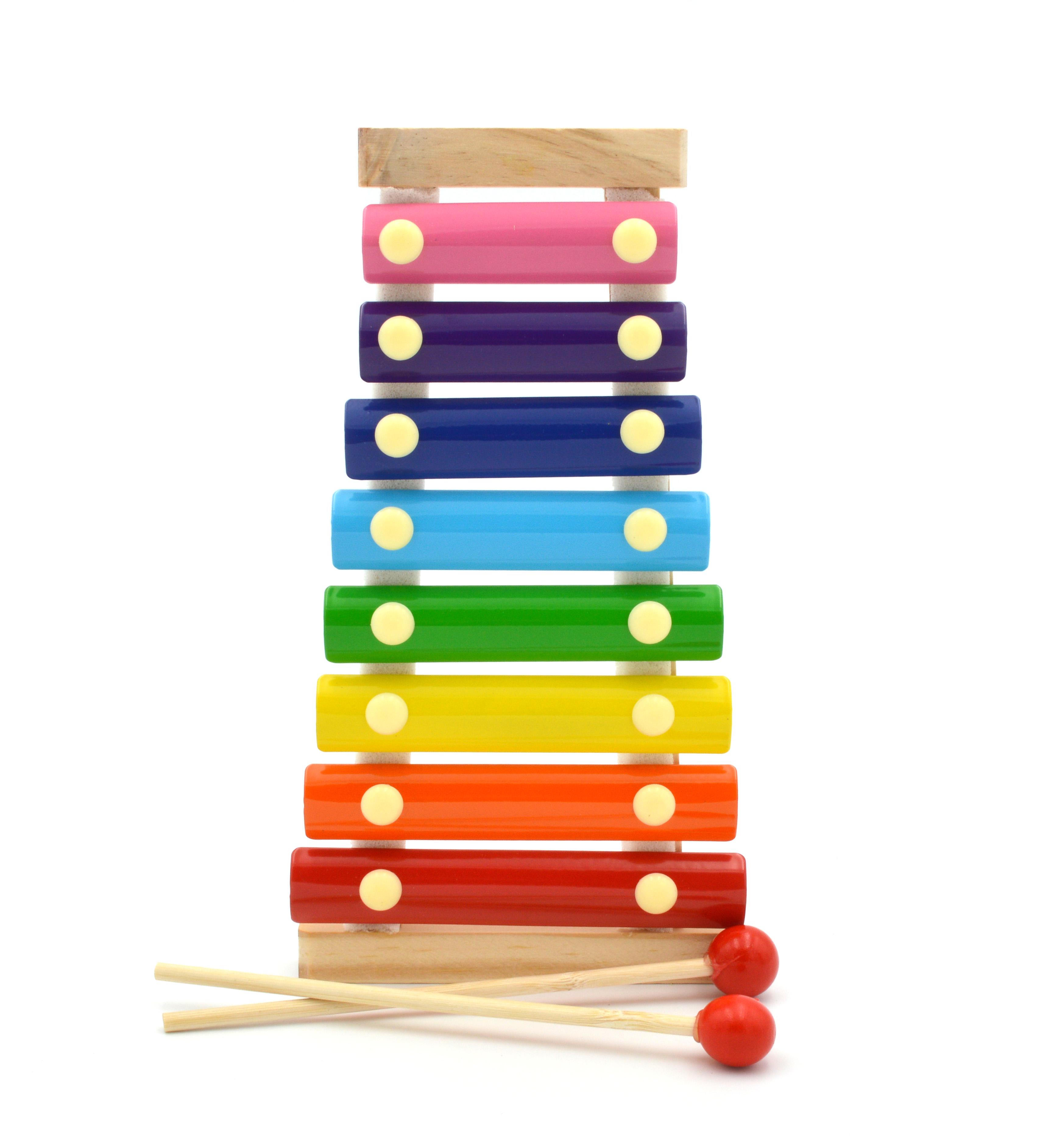 Ксилофон с деревянным каркасом 8 пластин 2 палочки (74033)