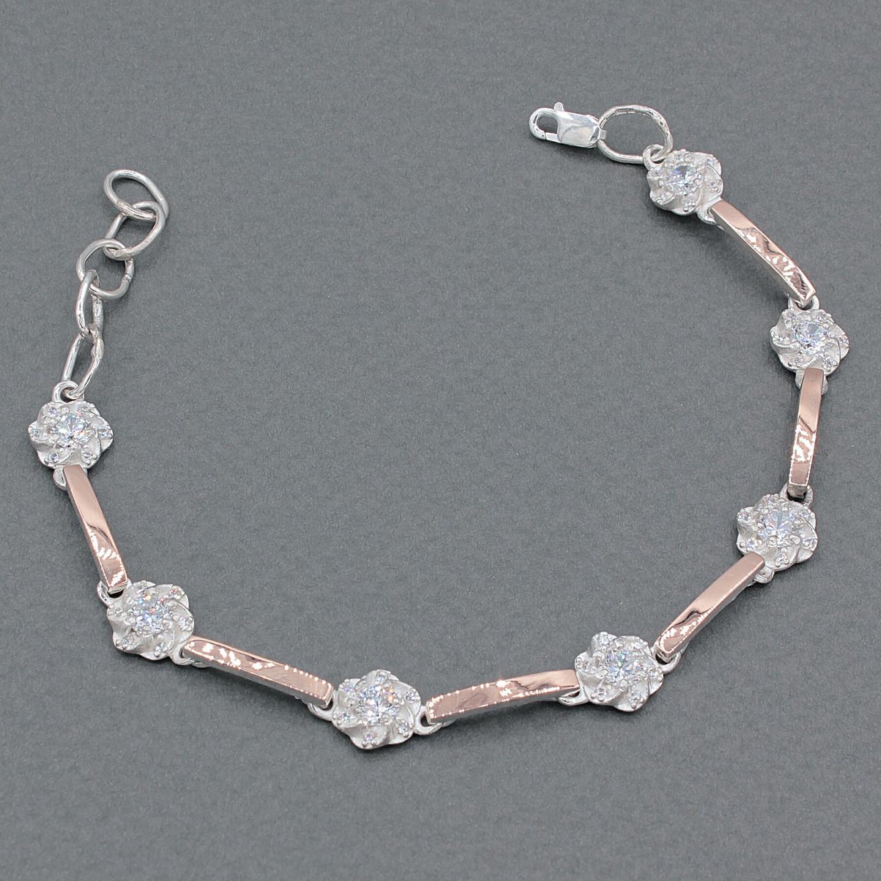 Серебряный браслет Diva с золотыми вставками Гламур размер 17;17.5 (001бр175)