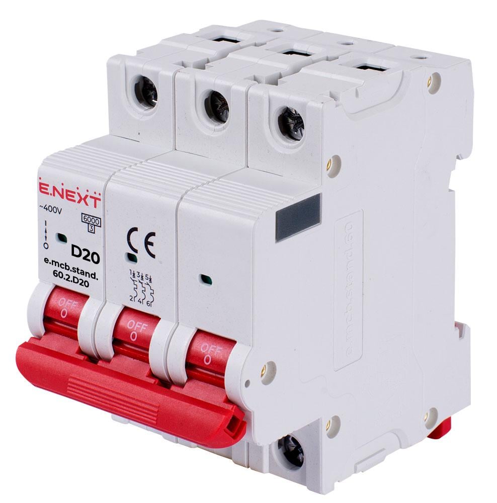 Автоматический выключатель E.NEXT e.mcb.stand.60.3.D20 3P 20А 6кА D (s026143)