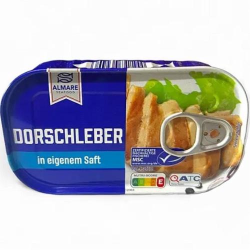 Печень трески Almare Seafood Dorschleber в собственном соку 121 г (03636)