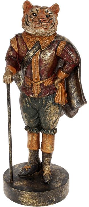 Фигурка декоративная Тигр с Тростью 37,5 см полистоун Бордо/Золото (BD-419-250)