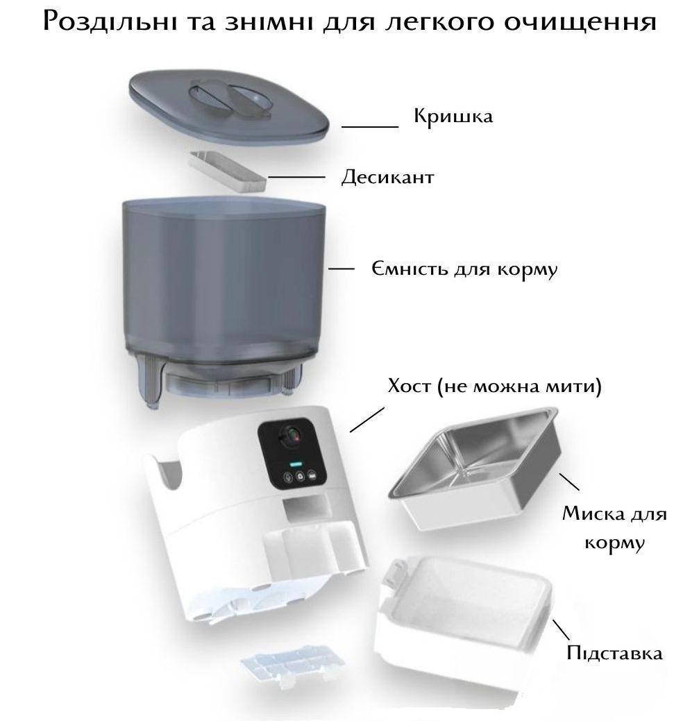 Годівниця автоматична для котів та собак Papifeed 6 л з відеокамерою та Wi-Fi Білий (2029146423) - фото 4 Годівниця автоматична для котів та собак Papifeed 6 л з відеокамерою та Wi-Fi Білий (2029146423) - фото 4