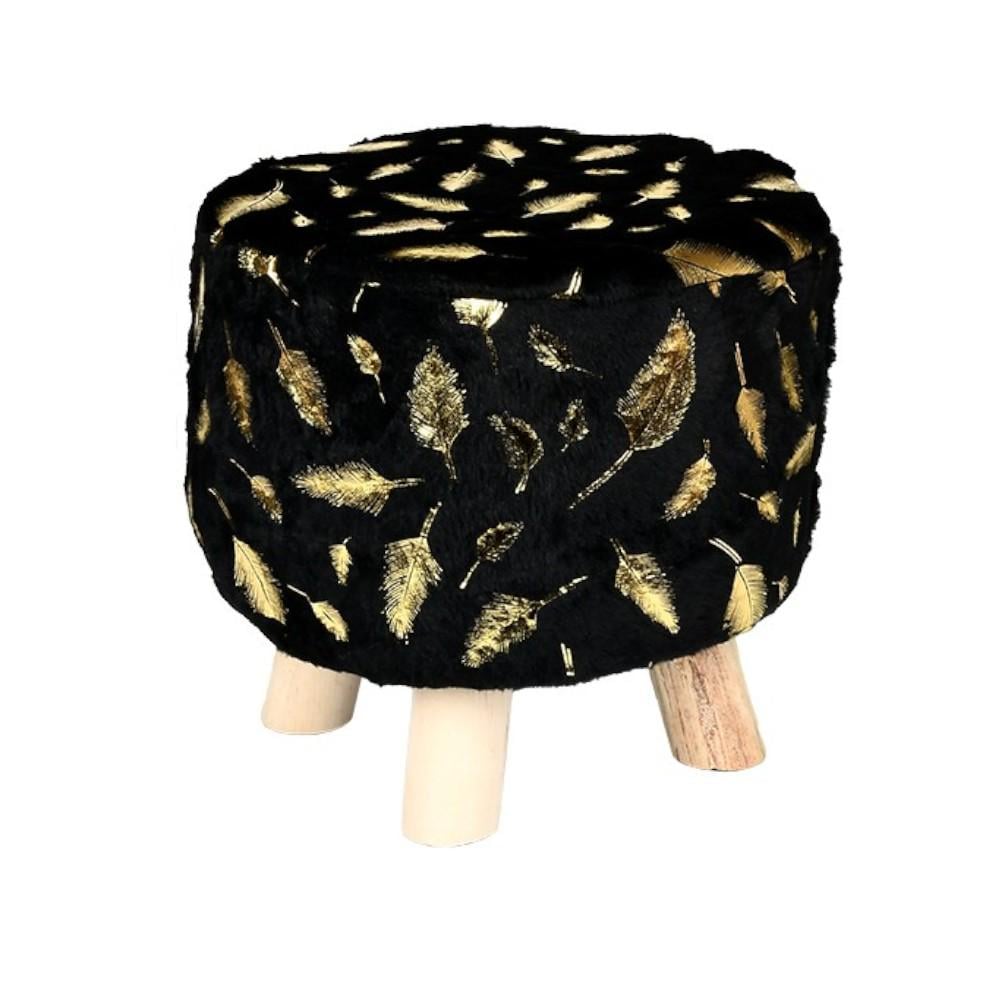 Пуф Stenson Plush фланелевый с деревом 28х30 см Черный (R33441)