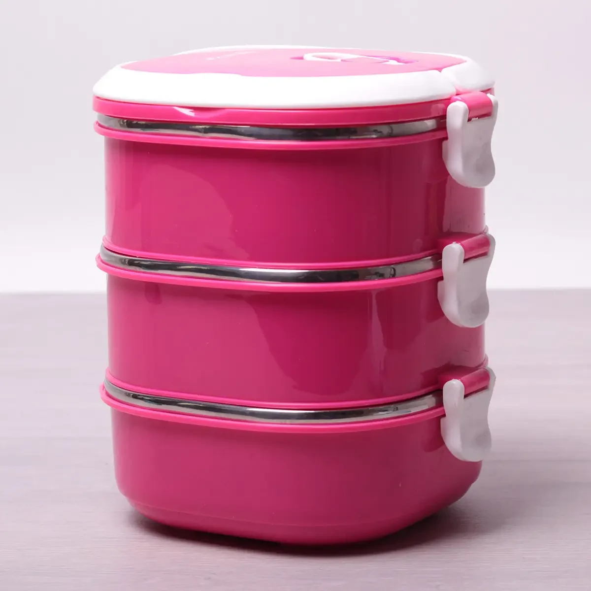 Ланч бокс потрійний Kamille 2700 мл Рожевий (KM-2114)