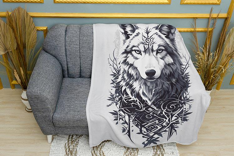 Плед Лісовий вовк Малюнок Візерунок плюш двошаровий 150х210 см (114267-3)