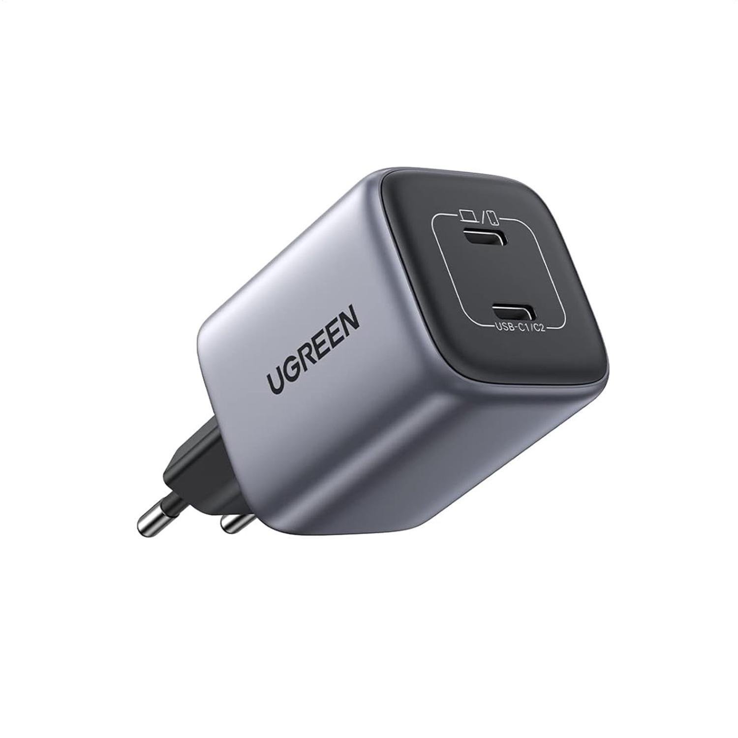 Зарядний пристрій мережевий UGREEN Nexode CD294 GaN 45 Вт 2xUSB-C Сірий (90573)