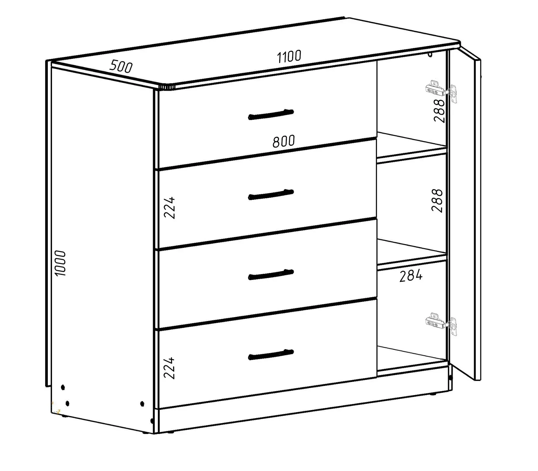 Комод Kontinent Сабріна №2 110х50х100 см Самоа Димчастий (81773629) - фото 2