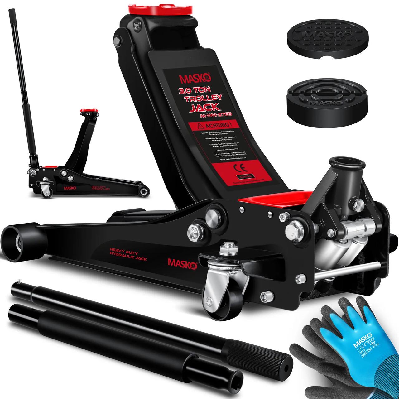 Домкрат гидравлический автомобильный MASKO с маневровым домкратом 3 т Черный - фото 2 Домкрат гидравлический автомобильный MASKO с маневровым домкратом 3 т Черный - фото 2