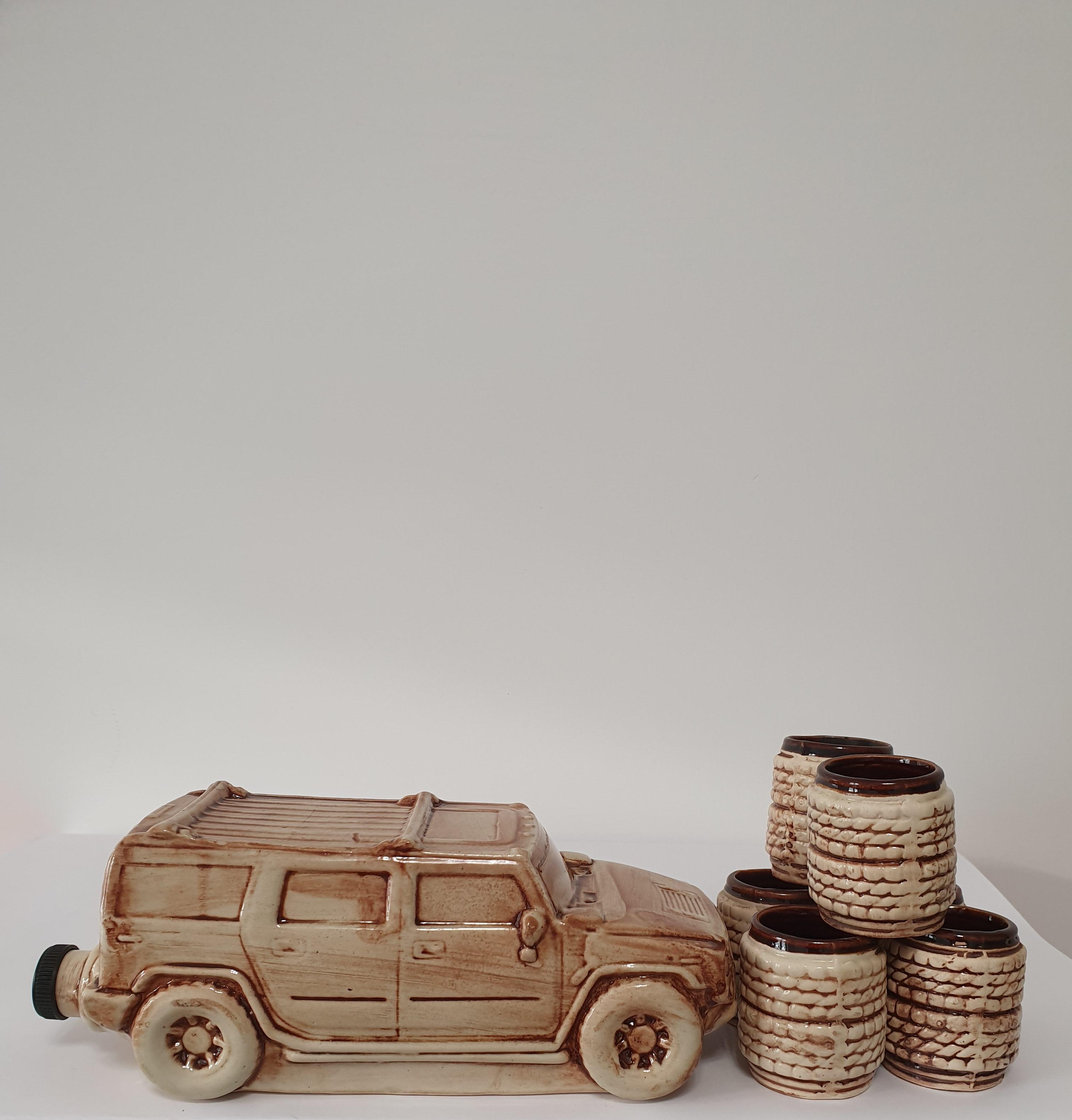 Подарочный набор для алкоголя штоф с рюмками Хаммер керамика (3233)