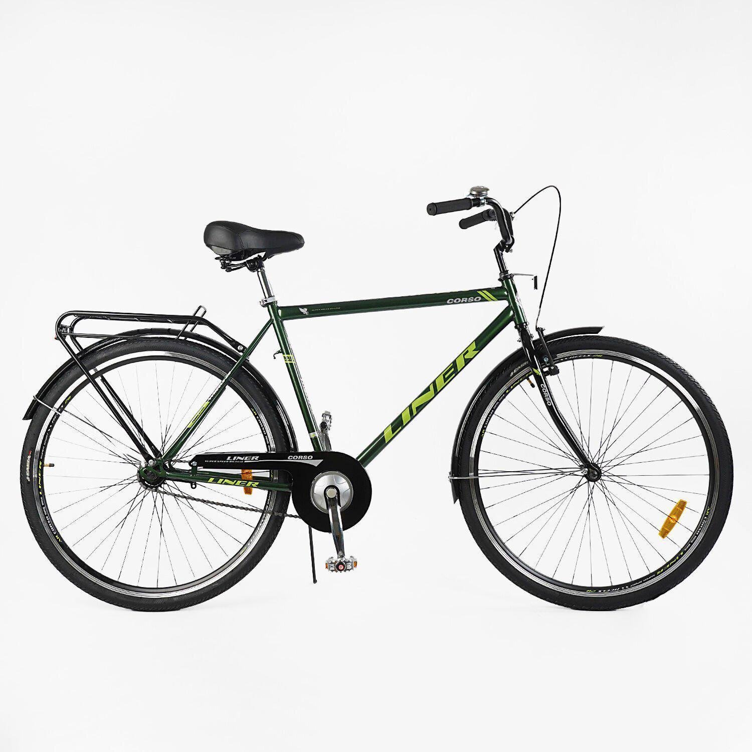 Велосипед міський Corso Liner з багажником рама 19"/28" Зелений