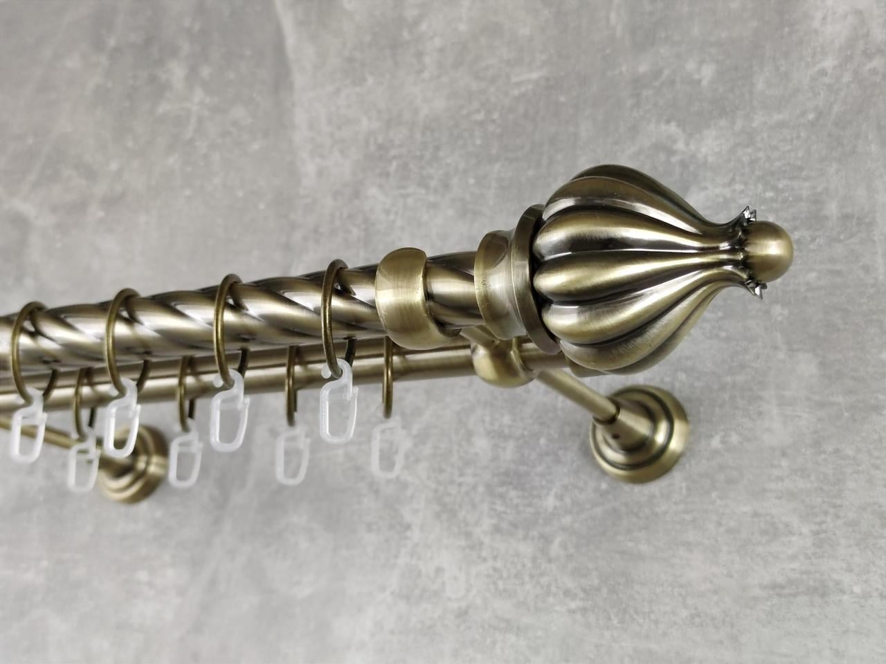 Карниз MStyle металлический для штор двухрядный Таджа 25/19 мм крученый 240 см Антик (5010920)