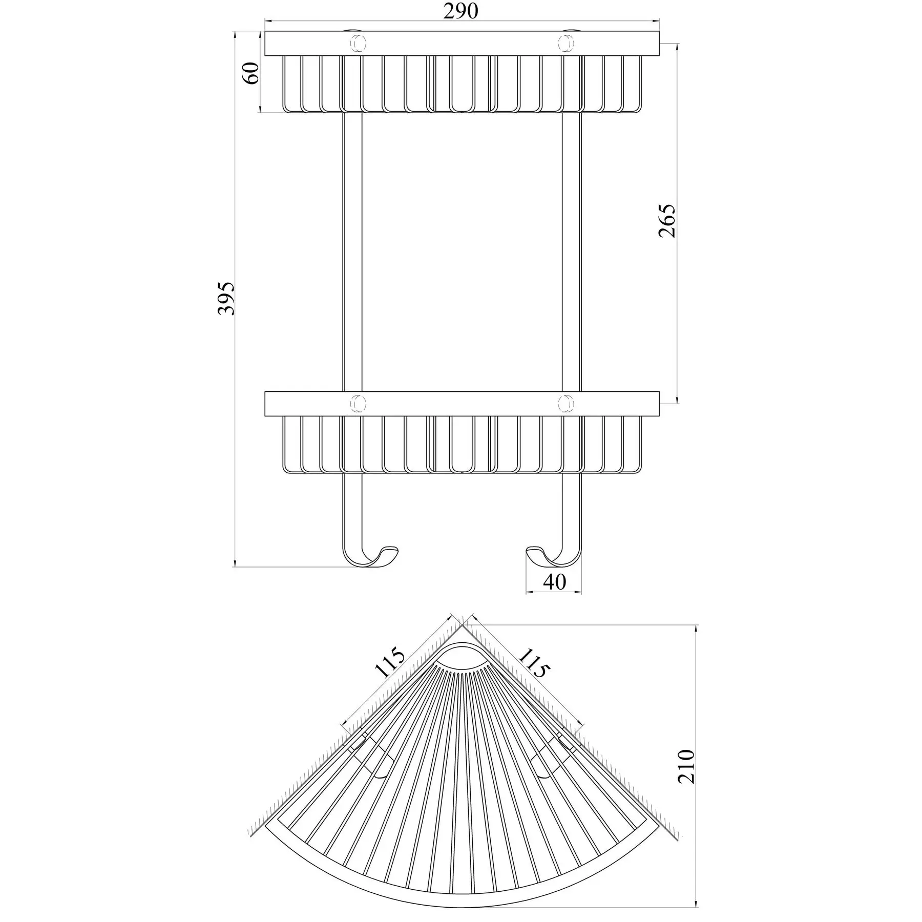 Полка двойная угловая TOPAZ TKB-4115-2-BL (GSR-000021349) - фото 3