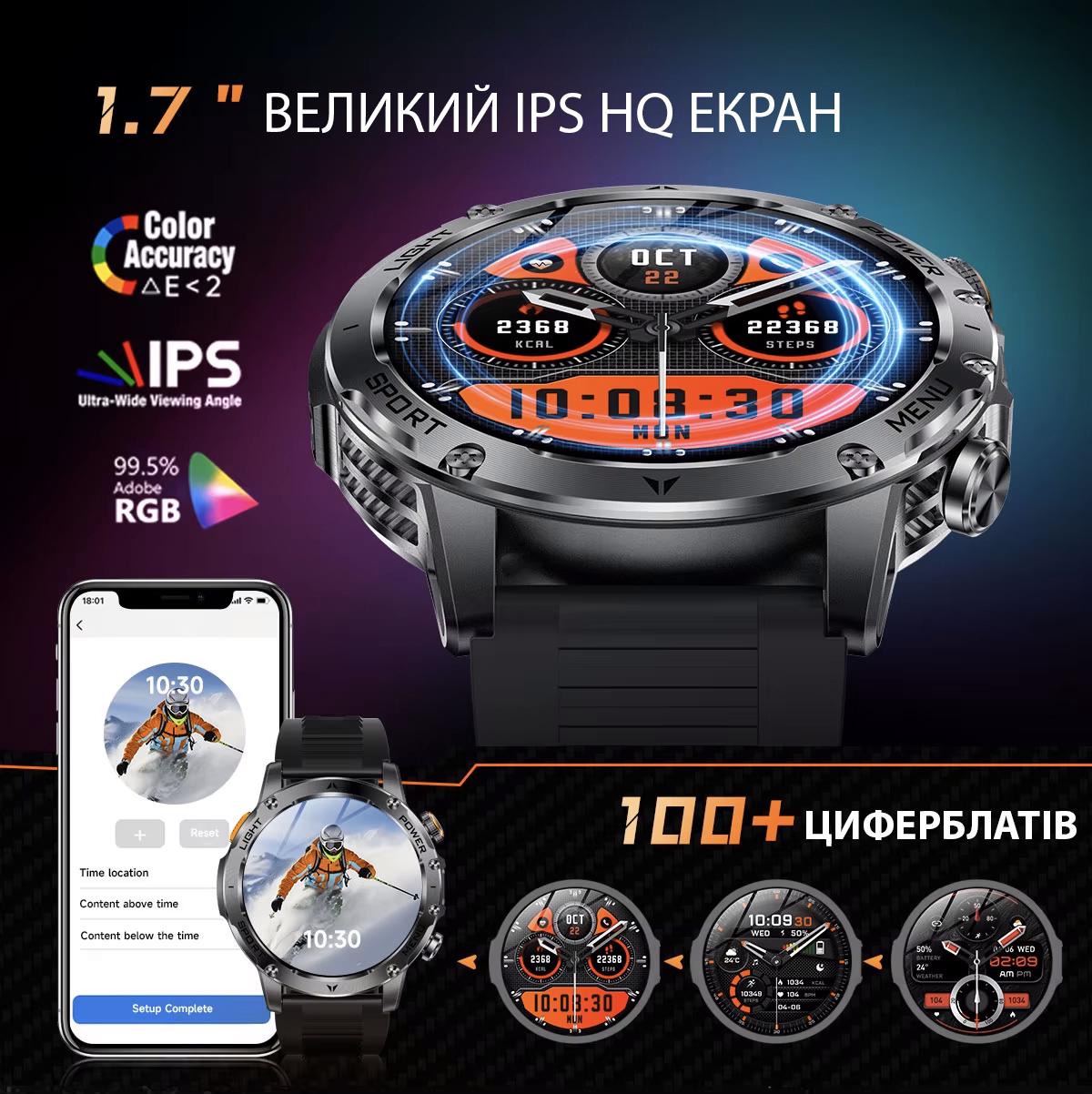 Смарт-годинник військовий Smart Power Ultra AK87 з двома ремінцями (29015269) - фото 23