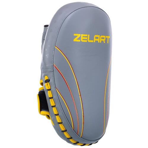 Педы для тайского бокса Zelart BO-3877 из натуральной кожи 2 шт. 20х9х35 см Серо-желтый (31773348)