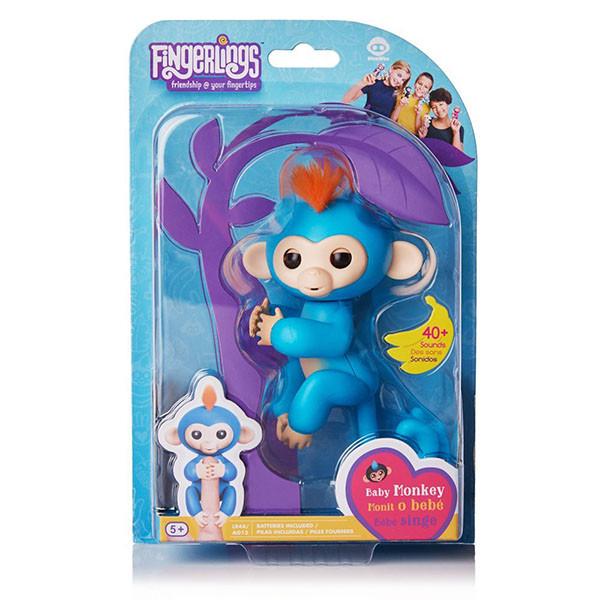 Игрушка ручная интерактивная Happy Monkey Fingerling Синий - фото 3