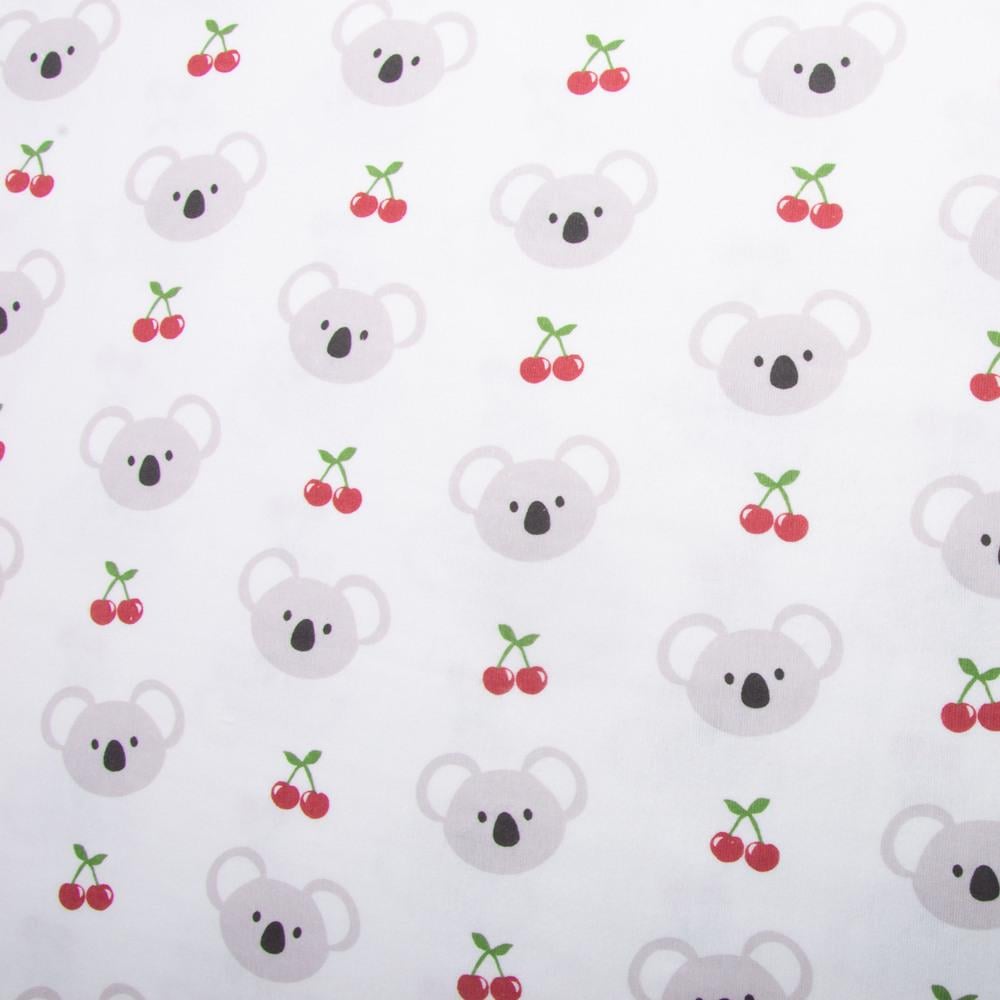 Ткань фланель хлопок Коала/Вишня 155 гр/м2 детский принт 240 см (26945)