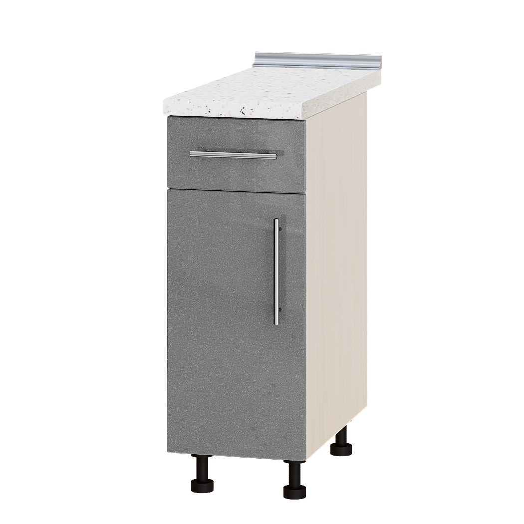 Шафа нижня Еверест Модерн модуль Низ Н74-300 30х47х85 см Сріблястий металік глянець/Дуб Молочний (05493)