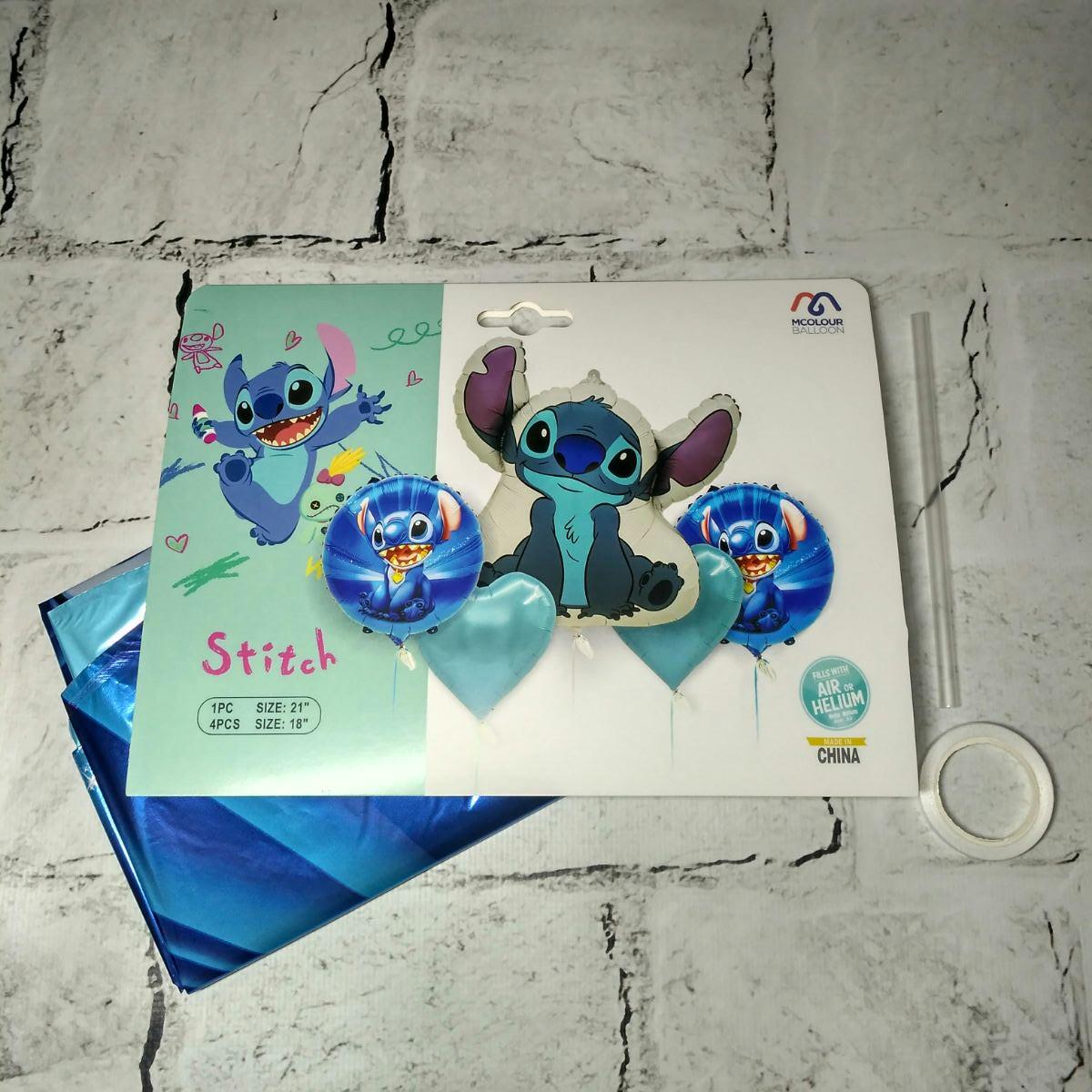 Воздушные шарики фольгированные набор Стич 5 шт. Синий (TX-3271)