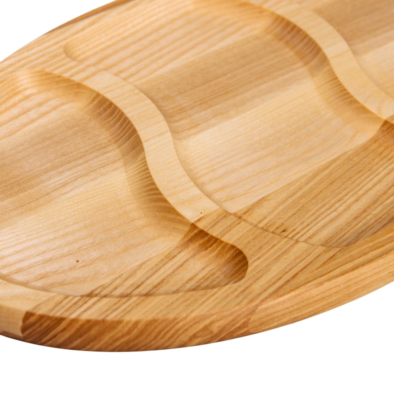 Менажница деревянная овальная на 3 секции ясень 40х25 см - фото 3