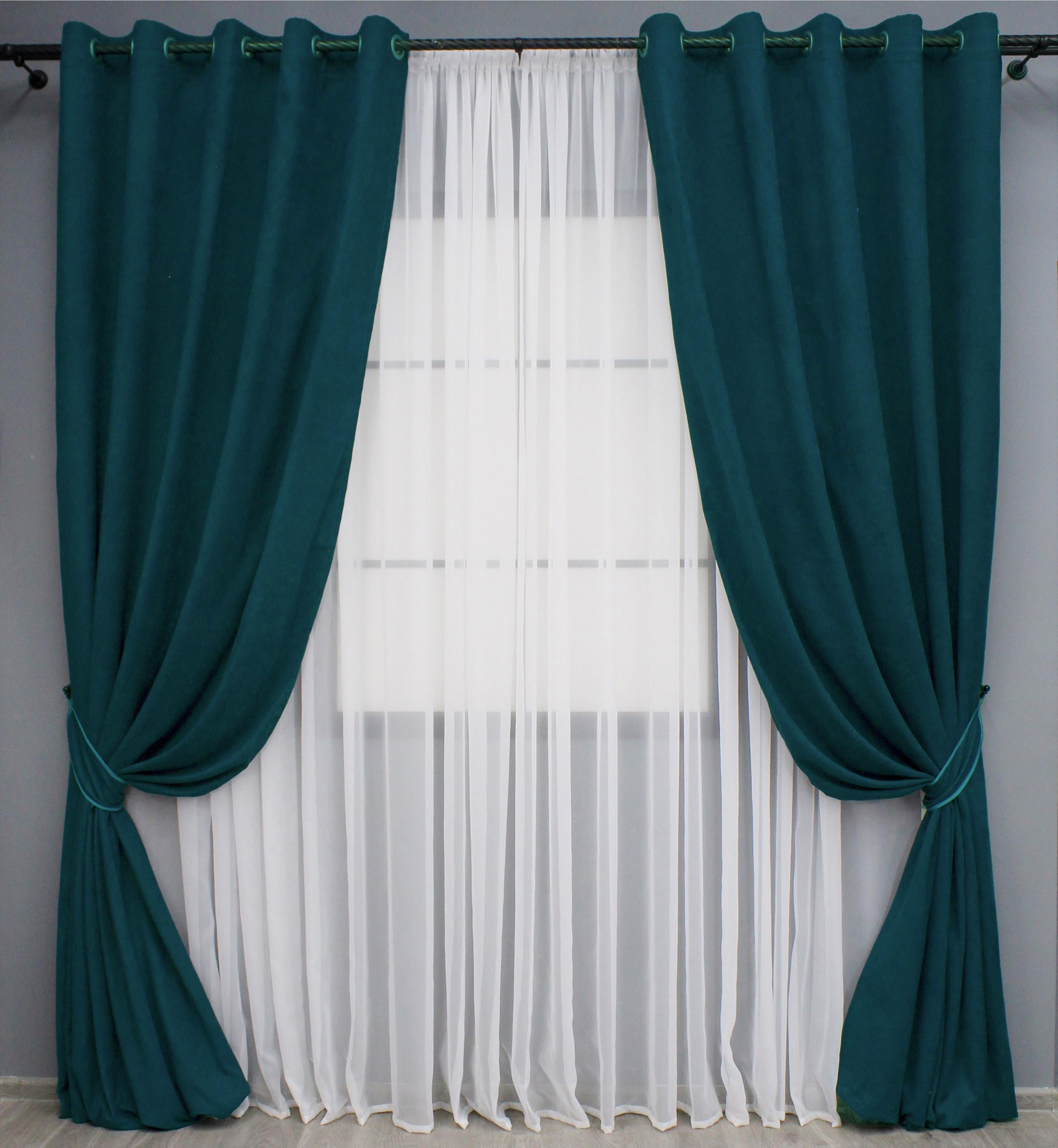 Комплект штор на люверсах VR-Textil Микровелюр Petek №1494ш 150х270 см 2 шт. Изумрудный (37-0211)