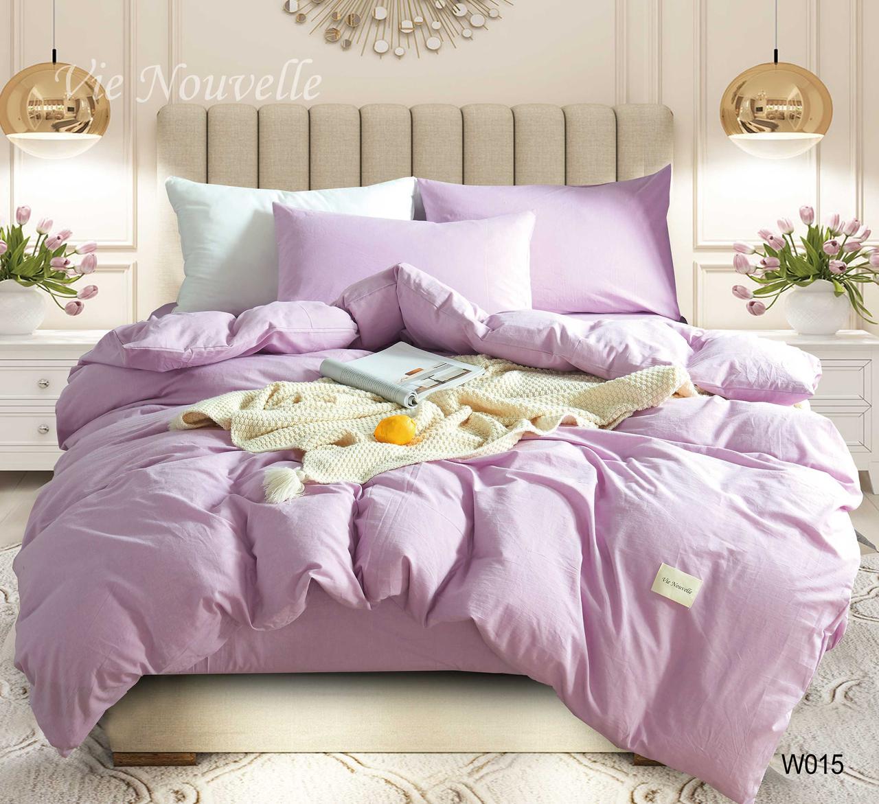 Постельное белье евро Vie Nouvelle Washed cotton вареный хлопок 200х220 см (W15E)