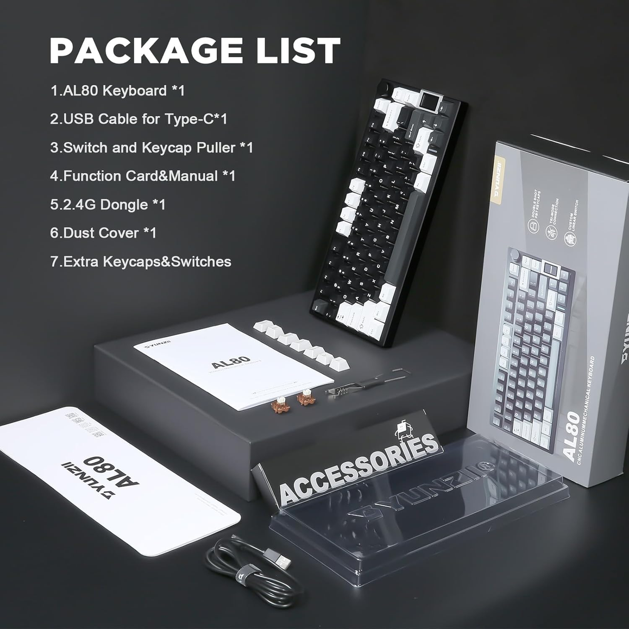 Клавіатура бездротова YUNZII AL80 QMK/VIA Aluminum Cocoa Cream V2 Switch Black (2000209) - фото 10 Клавіатура бездротова YUNZII AL80 QMK/VIA Aluminum Cocoa Cream V2 Switch Black (2000209) - фото 10