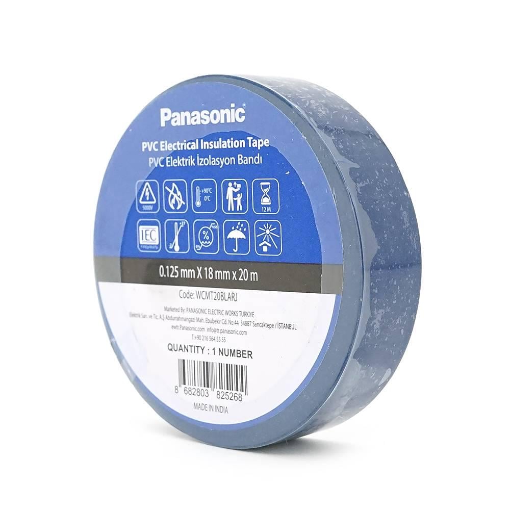 Ізострічка ПВХ PANASONIC діапазон робочих температур від 0 °С до + 90 °С Вогнестійка 8 штук в упаковці 1 шт. 0,125х18х20 м Синй (39765)