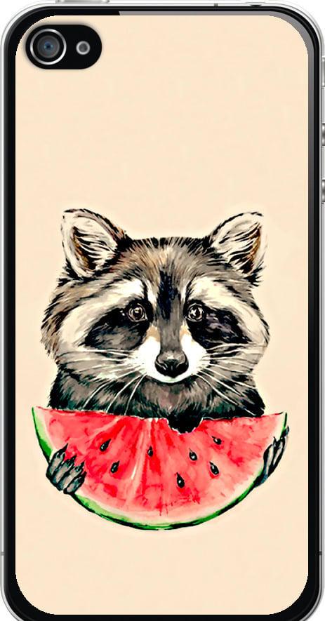 Чехол на iPhone 4s Енотик с арбузом (4605t-12-42517)