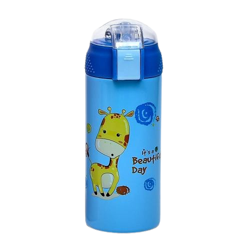 Термос-поилка детская с трубочкой Stenson MT-2091-50 500 мл Giraffe Blue (595847)
