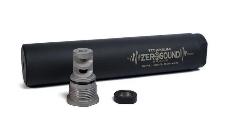 Саундмодератор Zerosound TITAN Brake .223cal/.243/5,45/6,5 Creedmoortriple gas unloading system Сірий