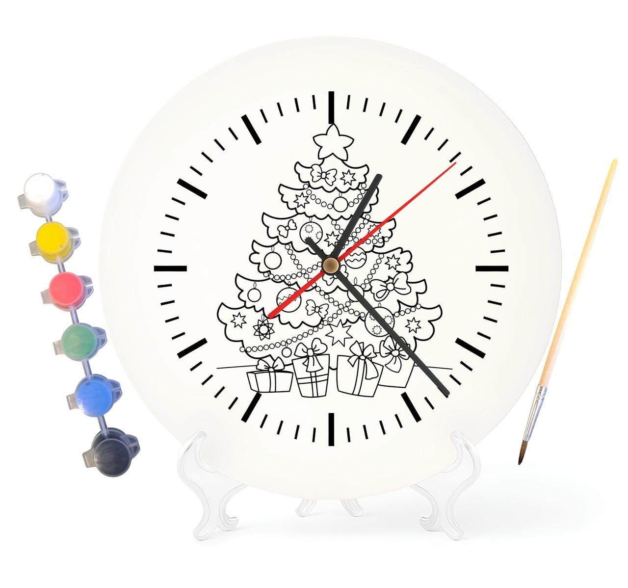 Детский набор для творчества часы раскраска Новогодняя елка 30 см (Г0064)