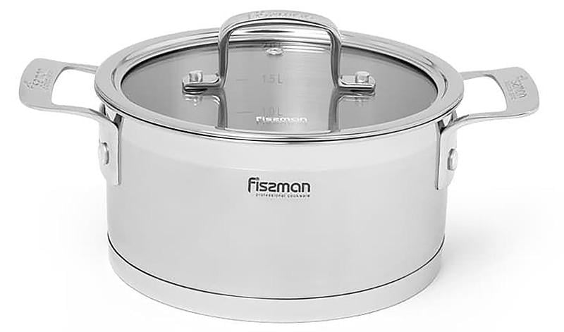 Кастрюля Fissman Fobus 2,2 л из нержавеющей стали со стеклянной крышкой (FN-5382)