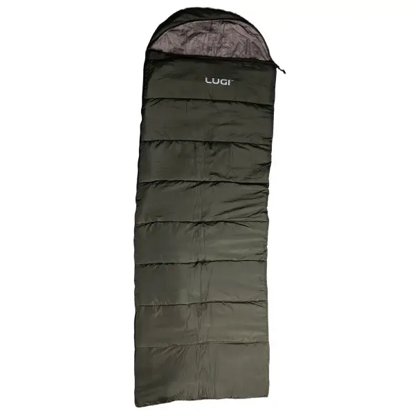 Спальний мішок для відпочинку LUGI утеплений на блискавці з капюшоном 210х70 см Хакі (147-107-LU-010)