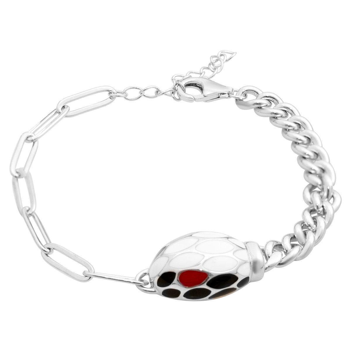 Браслет серебряный с эмалью в форме змеи