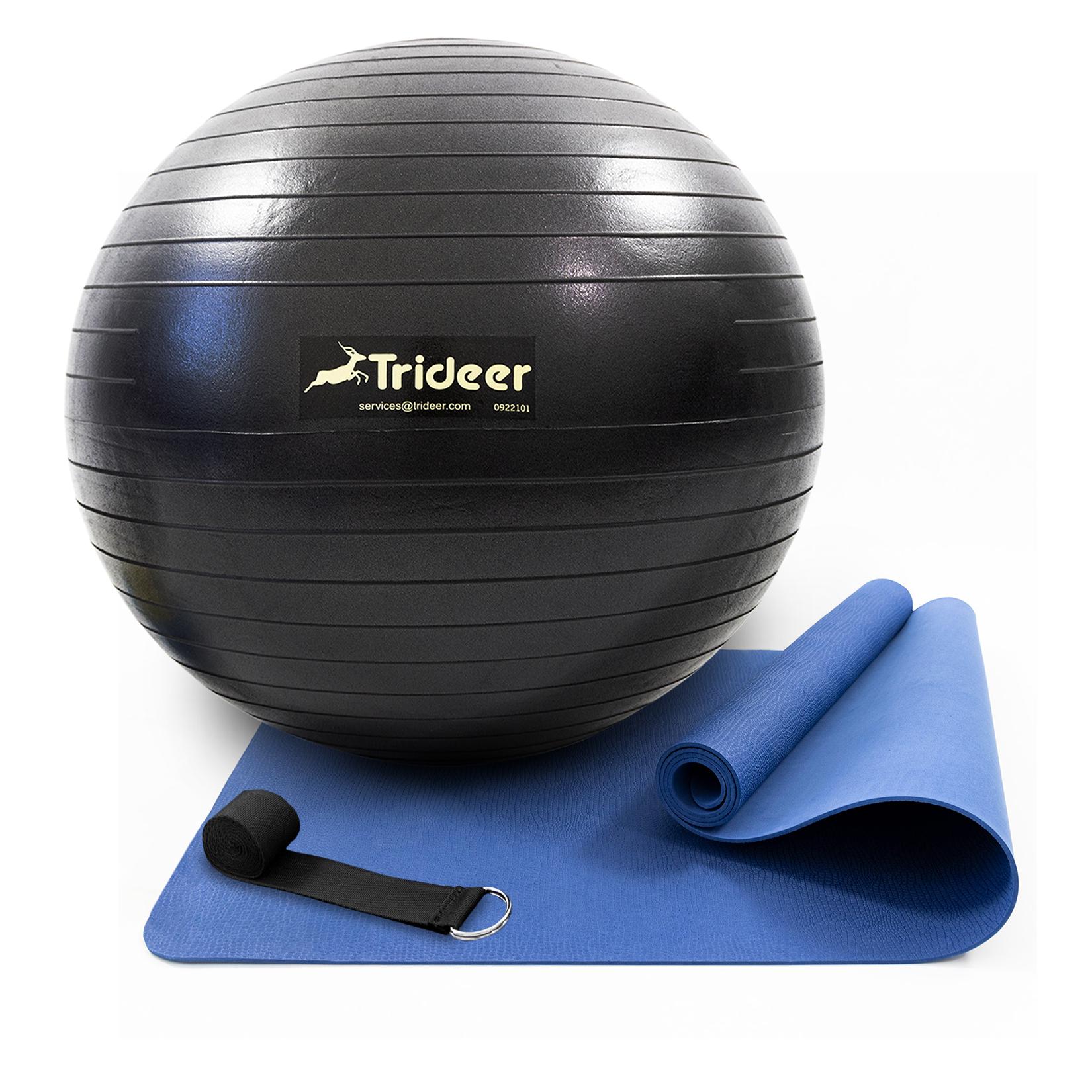 Коврик для йоги с фитболом 85 см и ремнем OSPORT n-0127 Set 97 Синий/Черный (21352)