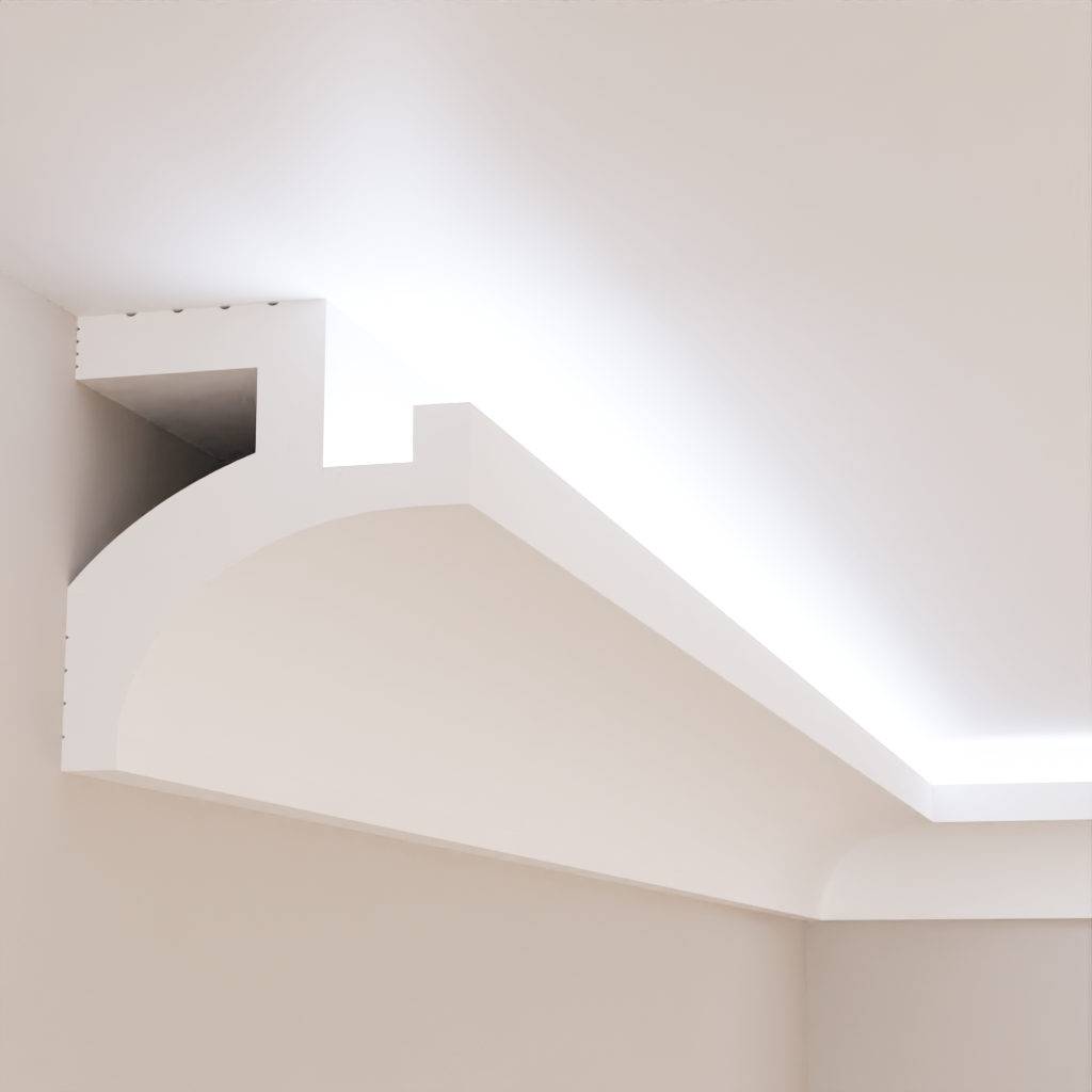 Карниз дюрополимерный Tesori KD 413 стельовий для LED освещения 140x90x1150 мм (25398345)
