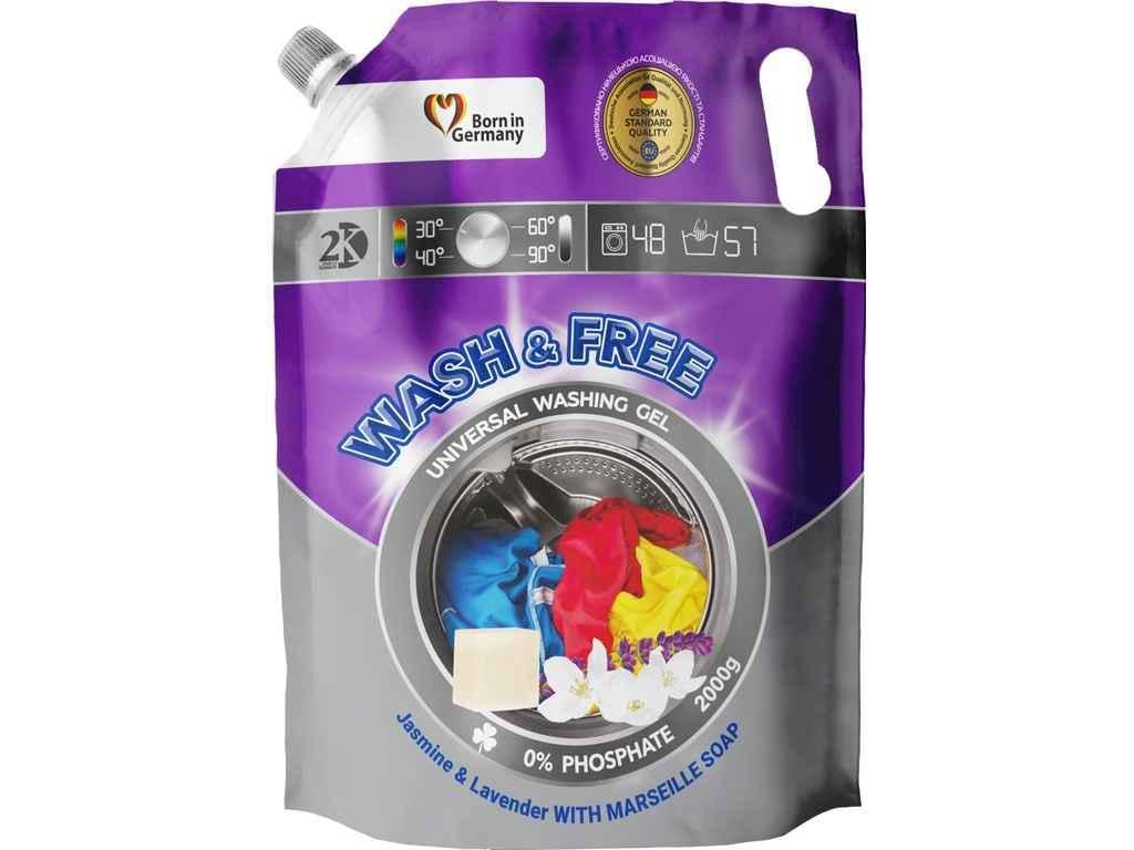 Гель для стирки Wash & Free универсальный жасмин и лаванда с марсельским мы 2 л (944805)