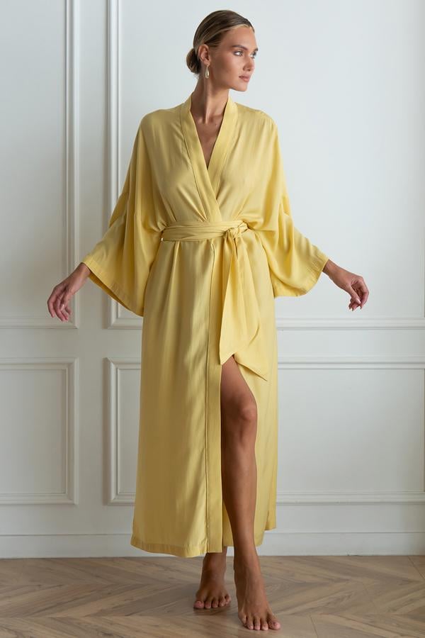 Халат шелковый с хлопком ONE Yellow (29517758)