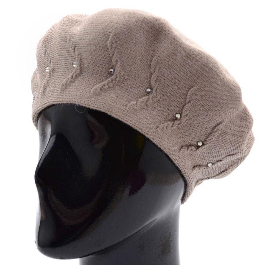 Берет женский Lirus Мятный двойной не большой тонкой вязки со стразами L/57-58 Темно-бежевый