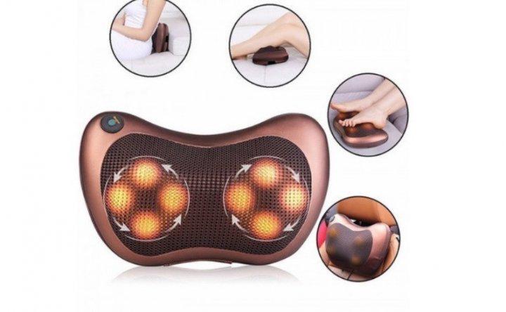 Подушка массажная Massage Pillow для шеи и спины Коричневый - фото 5