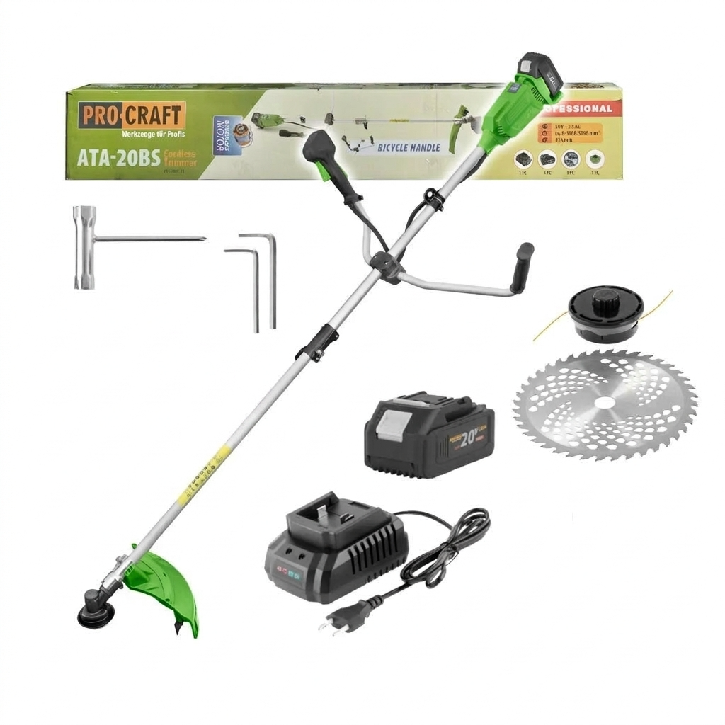 Тример акумуляторний ProCraft ATA20B 1 АКБ та ЗП велосипедна ручка (131556)