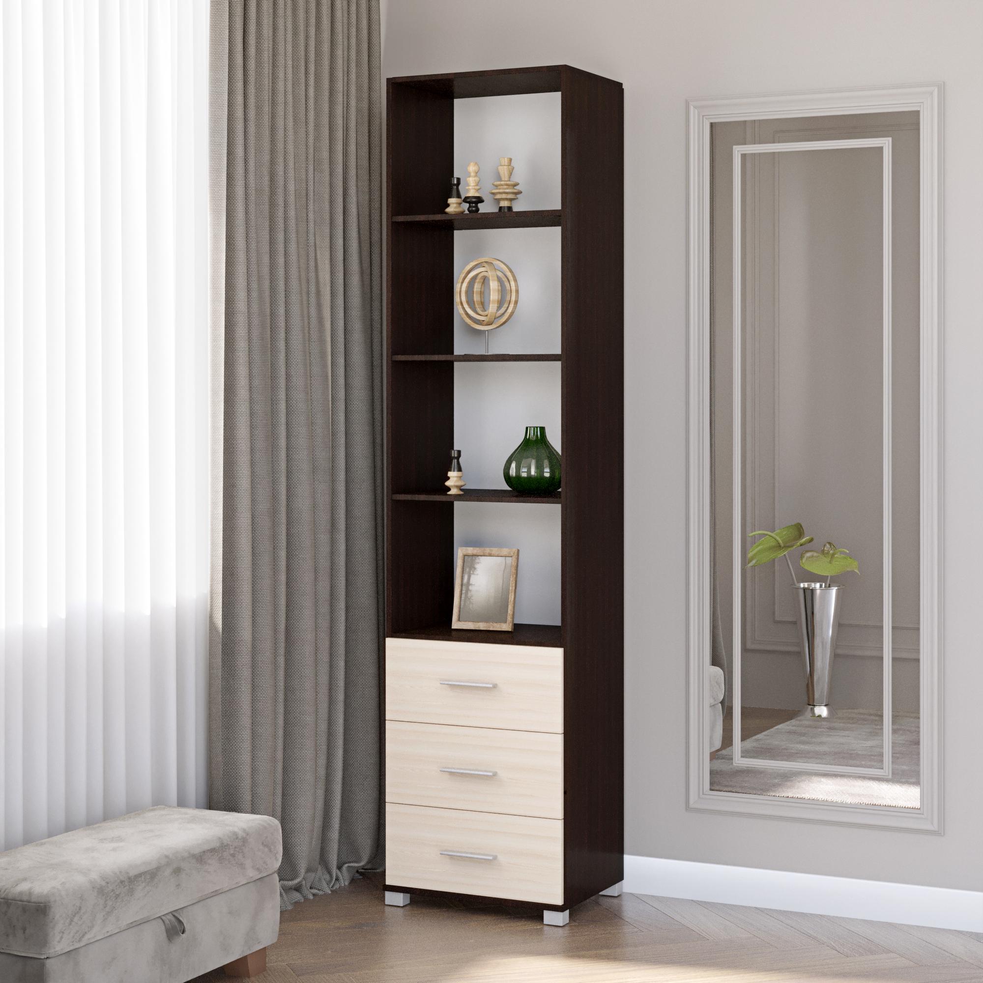 Шкаф-пенал открытый с ящиками Эверест Бриз-16 Венге/Дуб Молочный (DTM-2283)