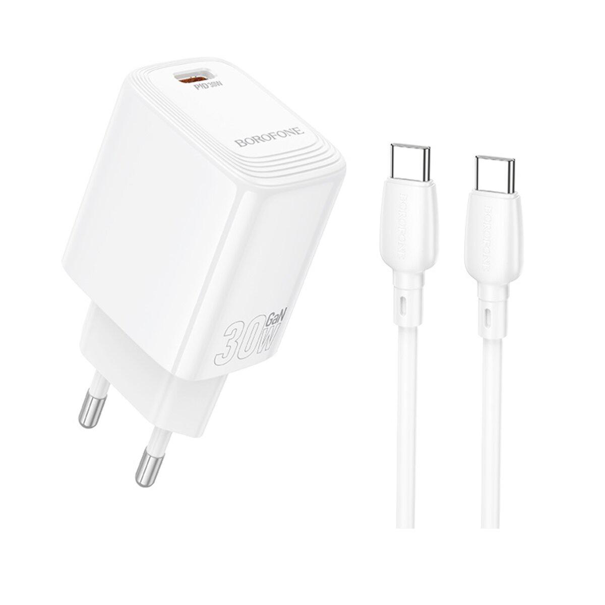 Зарядний пристрій Borofone BN28 Fuente 30W PD USB-C з кабелем Type-C to Type-C White (26075739)
